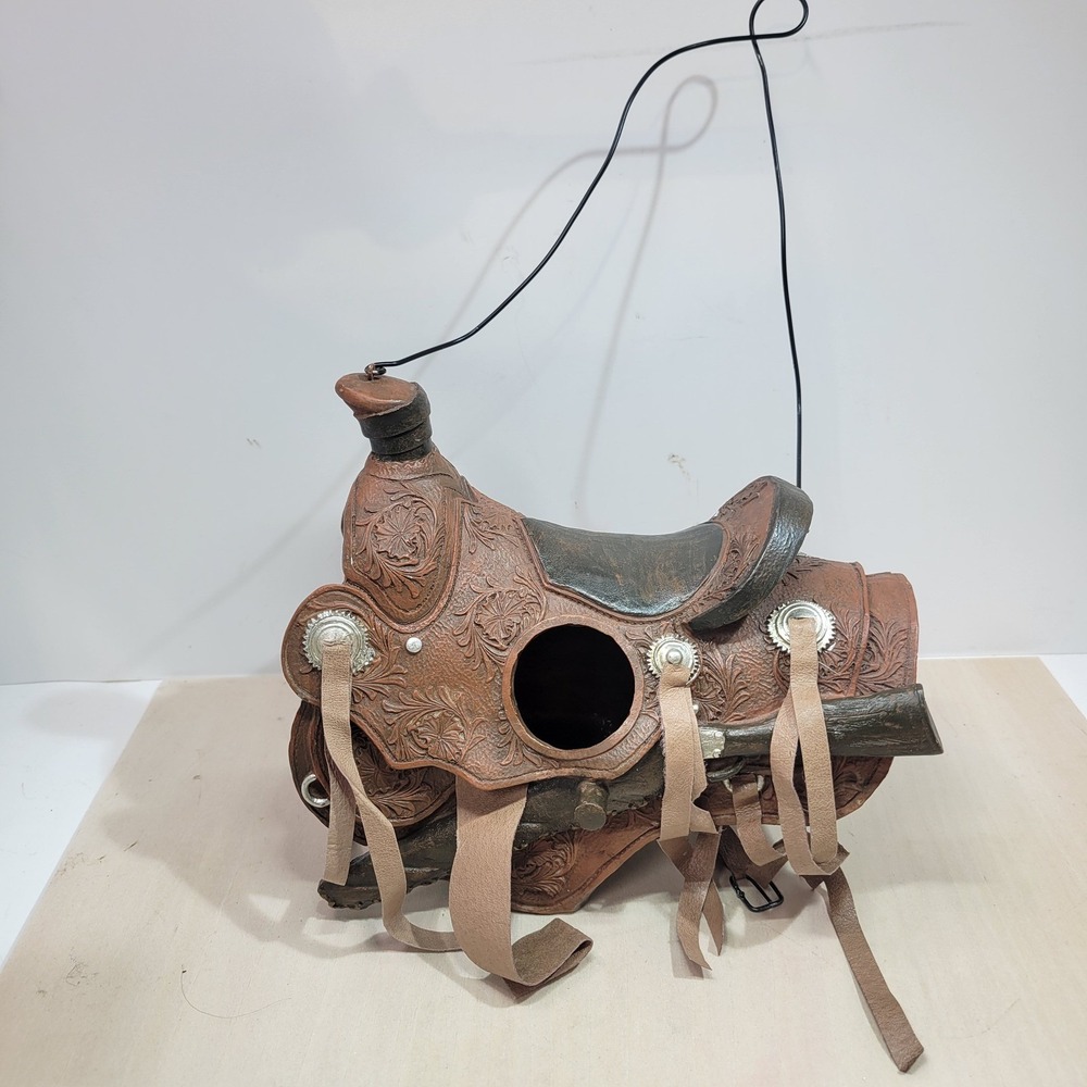 Western Cowboy Saddle Bird House Decorative Accent Hanging‎ Decor